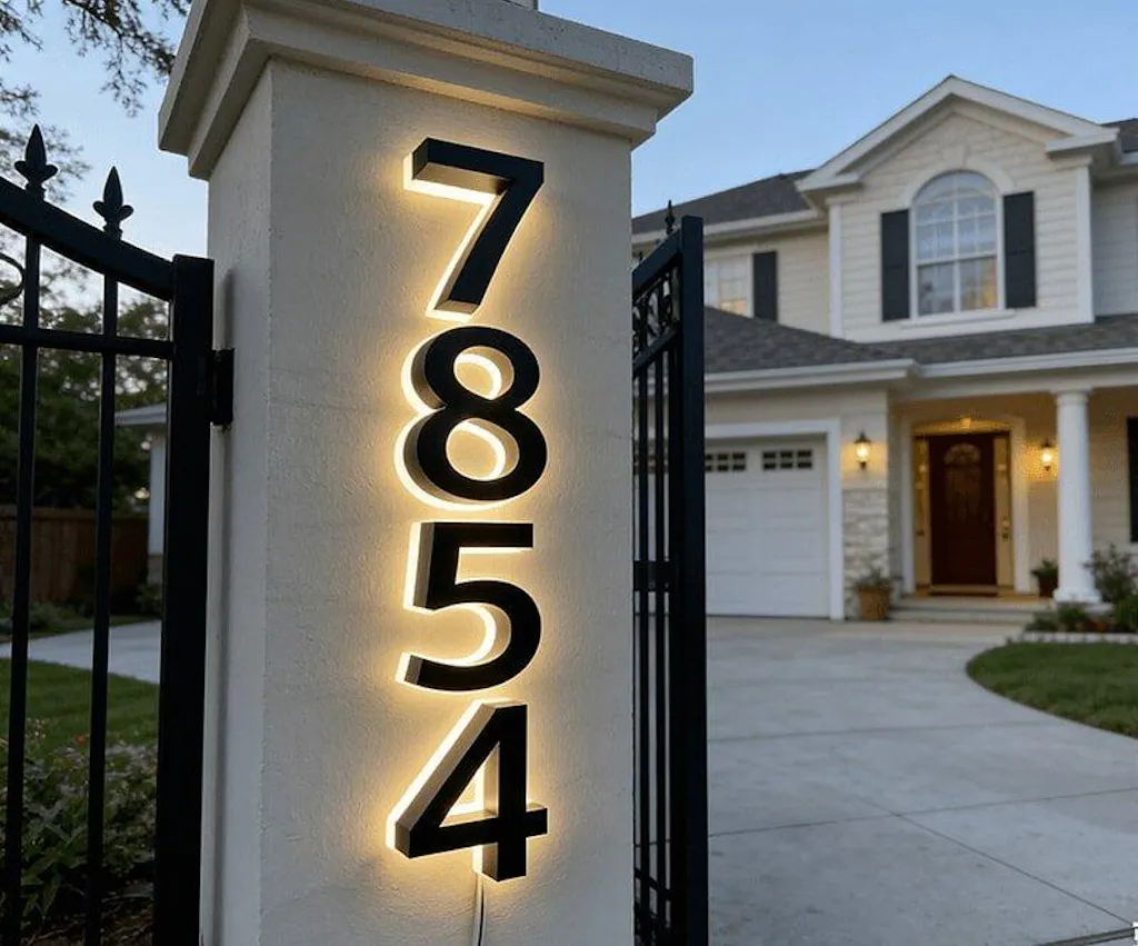 Contemporary Lighted House Numbers RGB Address Display Visually Striking for Nighttime Navigation