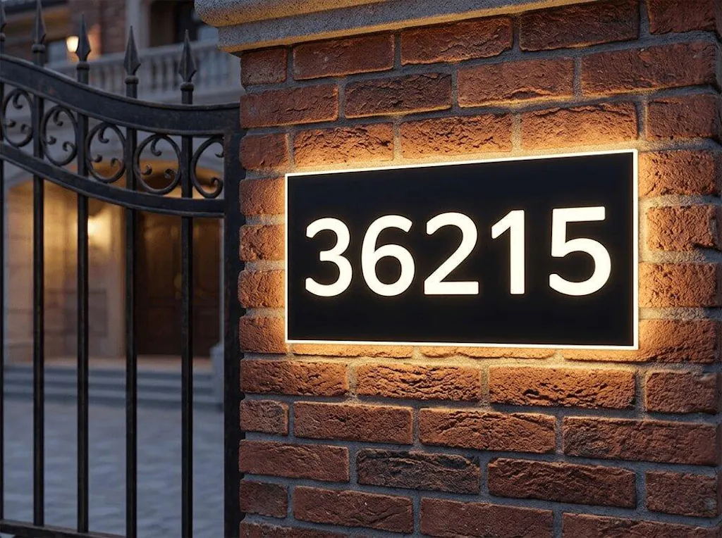 Customized Rectangle Shape Address Plaque with LEDs - Modern Design Lighted Address Marker