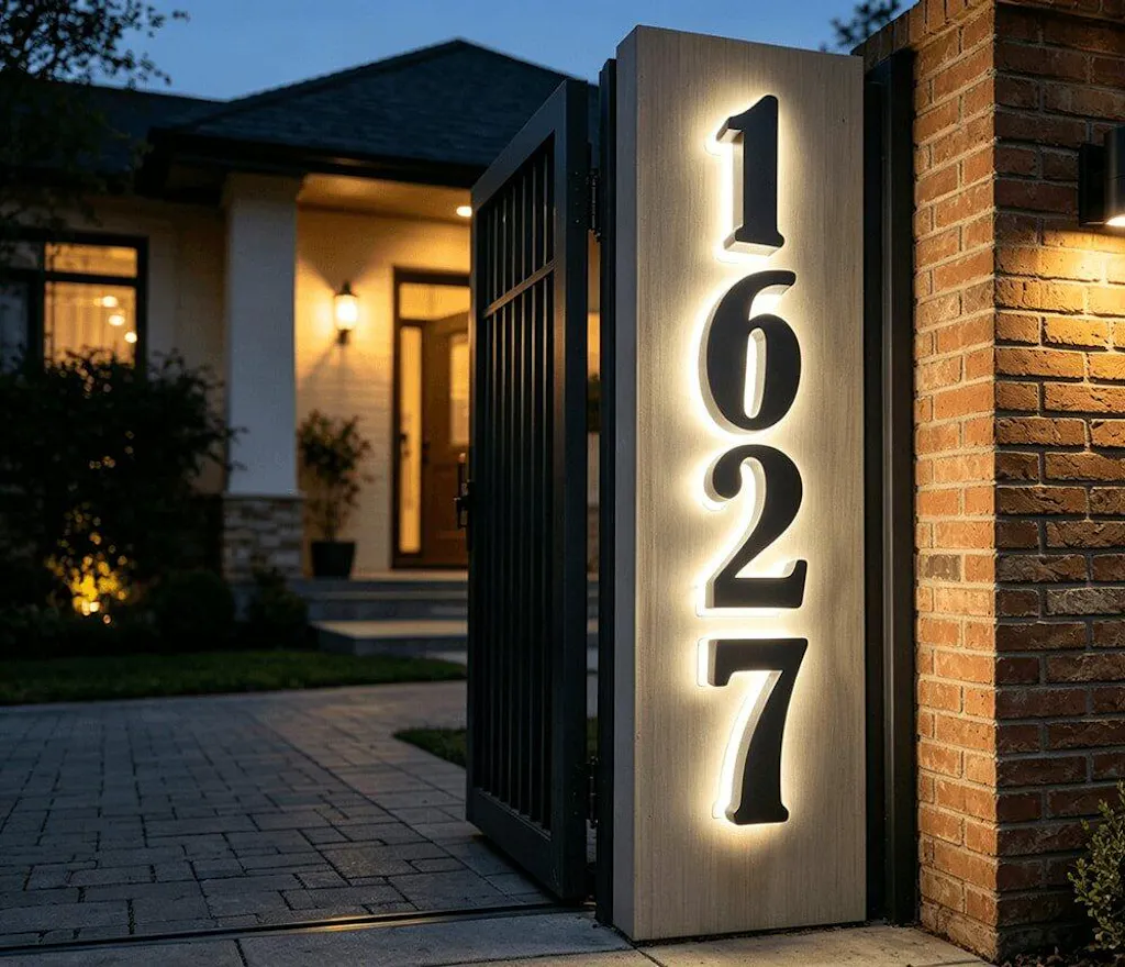 Elegant Illuminated Address Numbers for Stone Weatherproof Energy Efficient LED Lights