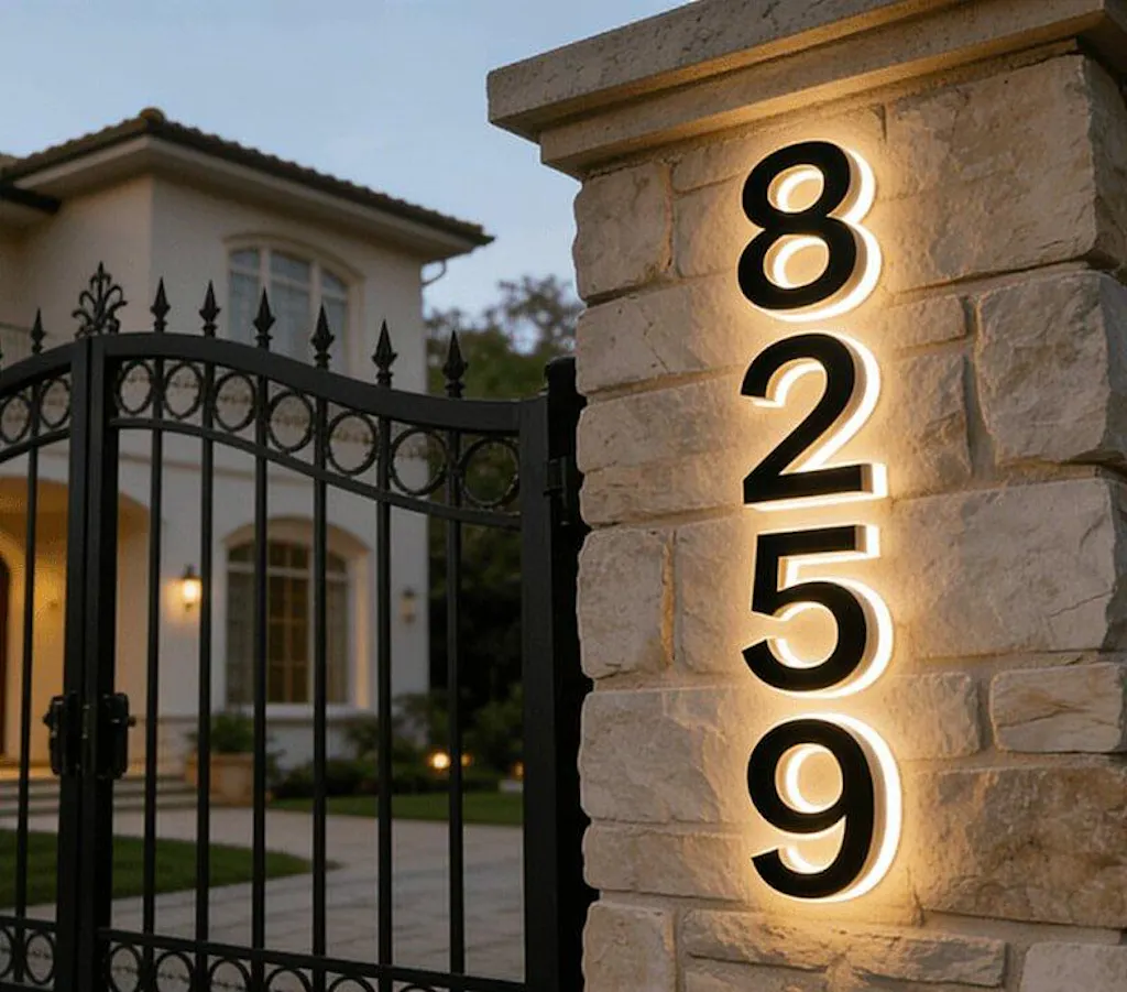 Versatile Lighted House Numbers - Freestanding or Wall Mounted - Weather-resistant Address Sign