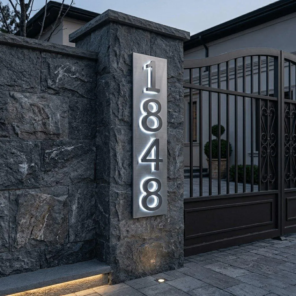 Energy-Efficient LED Address Sign - Illuminated House Numbers for Improved Curb Appeal
