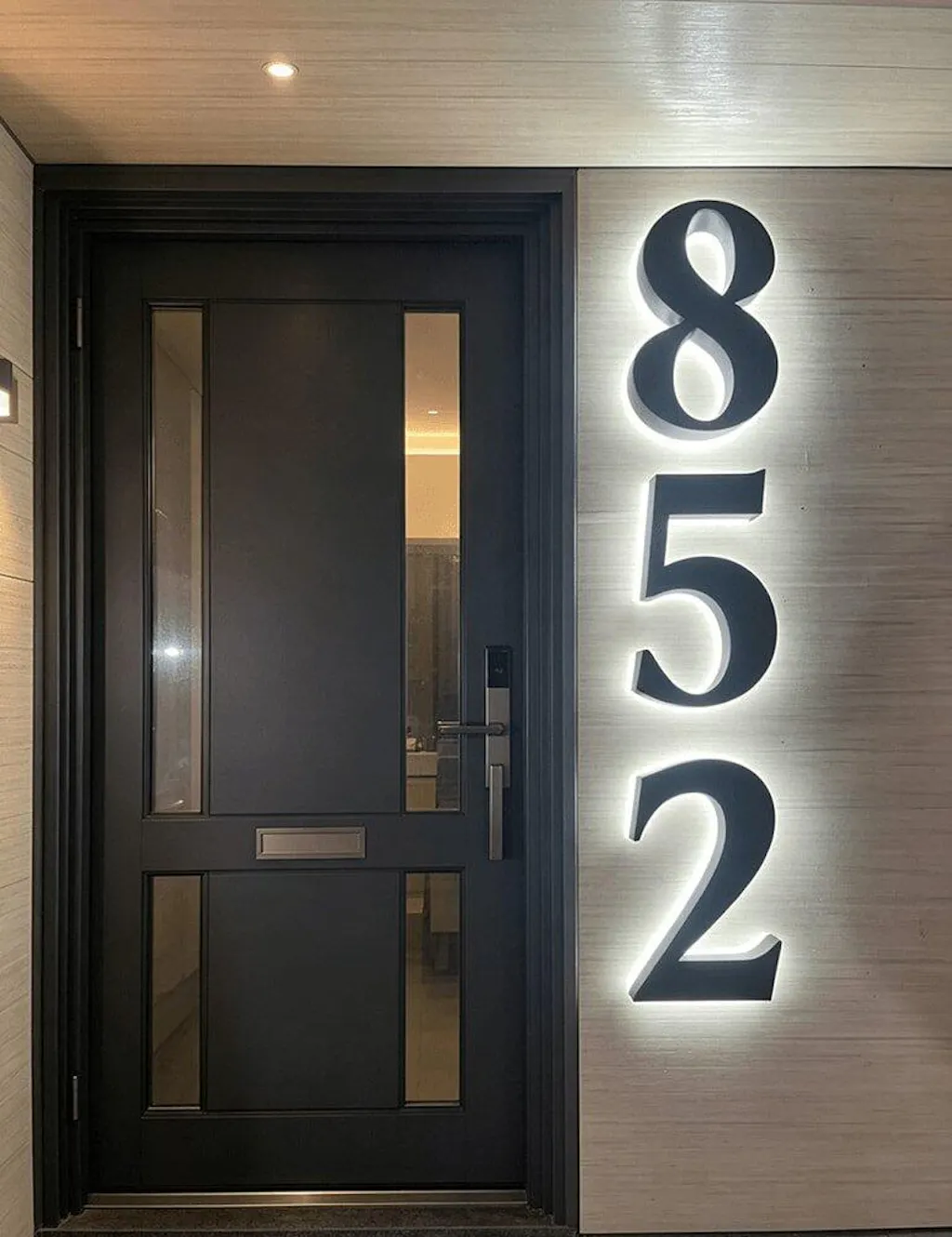 Sleek Metal Illuminated Numbers Contemporary LED House Numbers for Clear Address Visibility