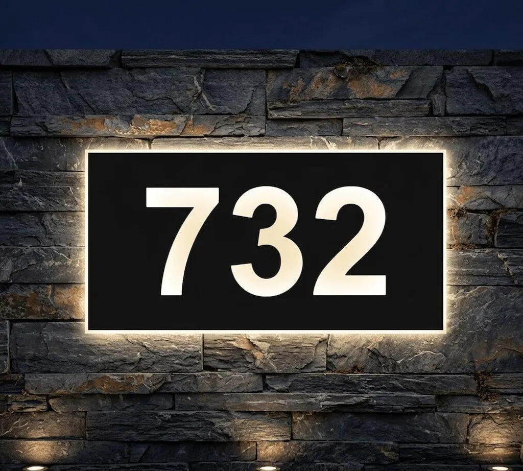 Make Your Address Visible with a Lighted House Number Plaque - Perfect for Any Home