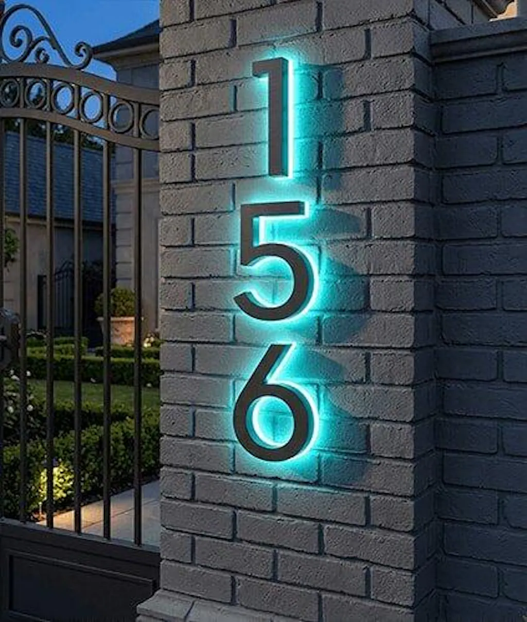 Versatile Lighted House Numbers - Freestanding or Wall Mounted - Weather-resistant Address Sign