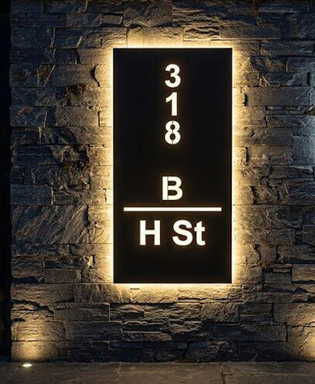 Customized Rectangle Shape Address Plaque with LEDs - Modern Design Lighted Address Marker