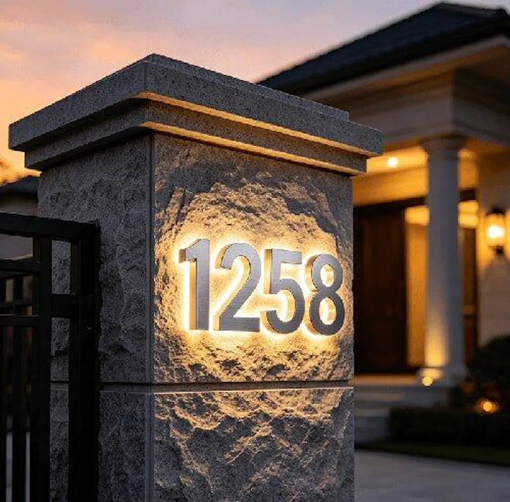 Energy-Efficient LED Address Sign - Illuminated House Numbers for Improved Curb Appeal