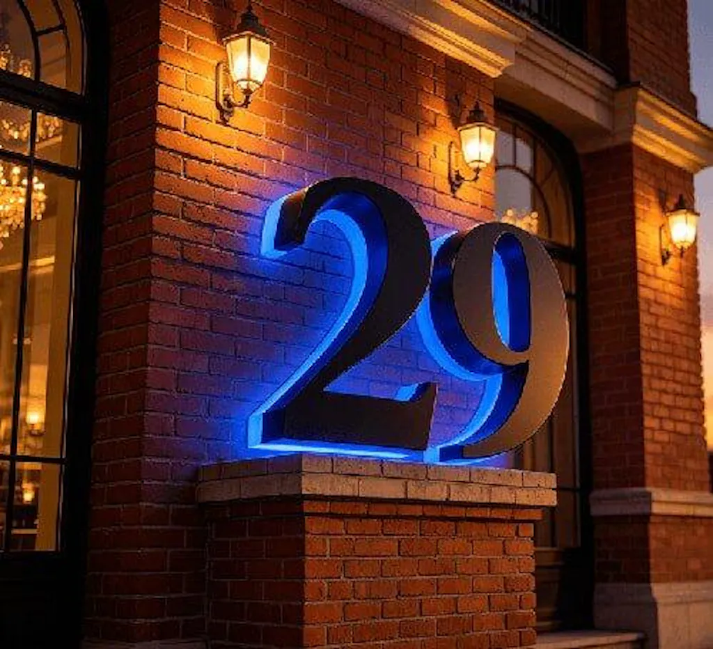 Contemporary Lighted House Numbers RGB Address Display Visually Striking for Nighttime Navigation