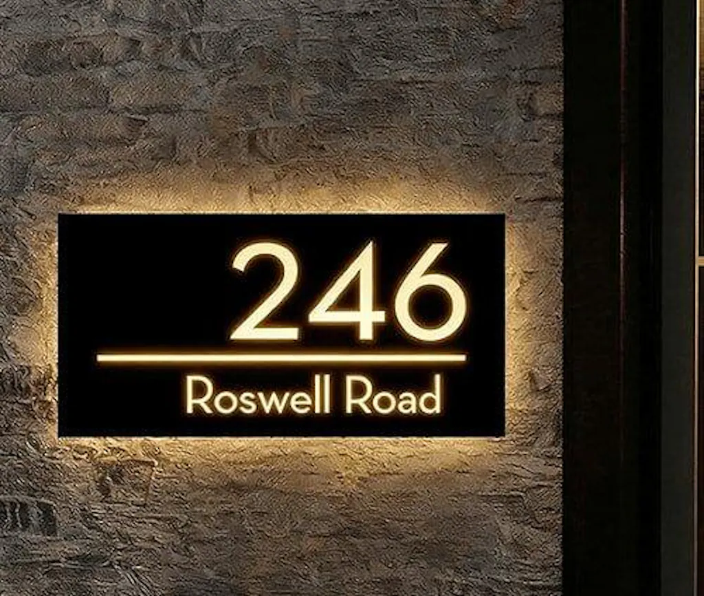 Lighted Sign for House Numbers - Custom Lighted Address Sign - Property Entrance Marker