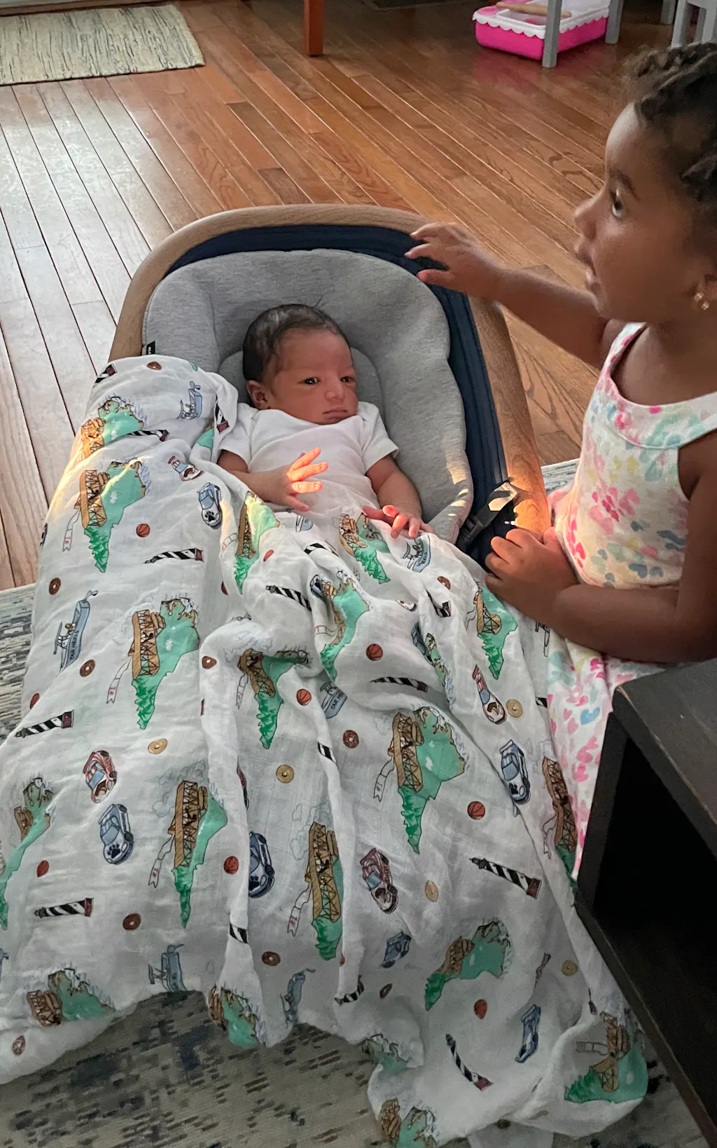Gift Set: North Carolina Baby Muslin Swaddle Blanket and Burp Cloth/Bib Combo (Floral) main image 0
