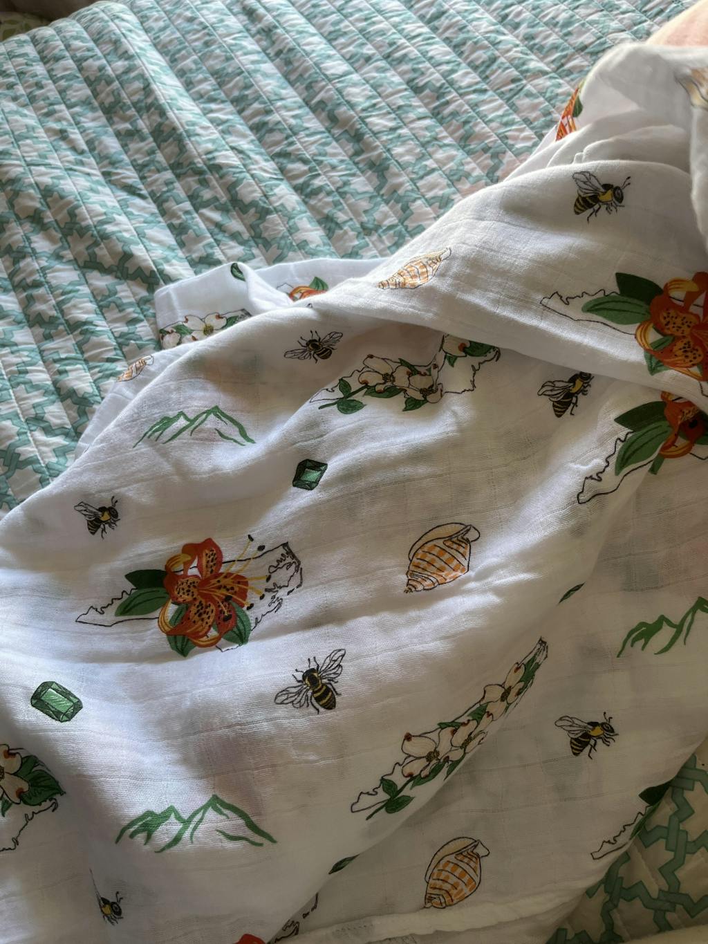 Gift Set North Carolina Baby Muslin Swaddle Blanket and Burp Cloth/Bi