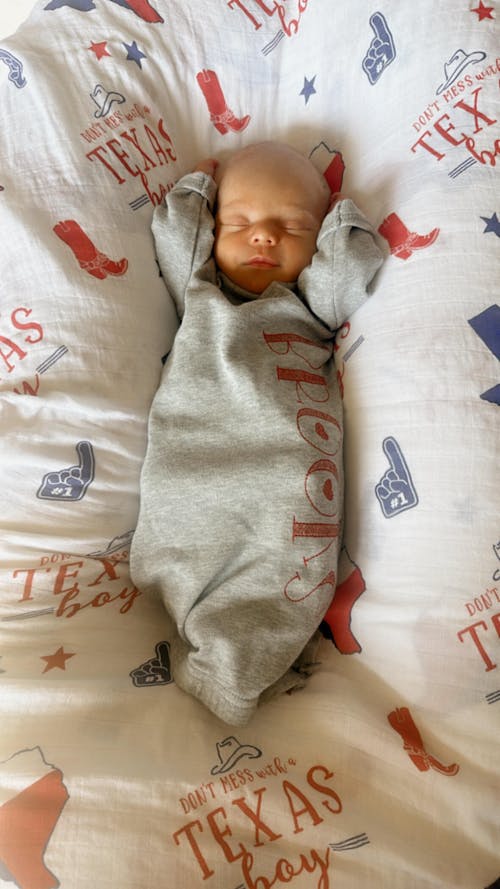 Gift Set: Texas Baby Boy Muslin Swaddle Blanket and Burp Cloth/Bib Combo