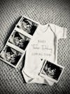 Baby Coming Personalised Name & Date Baby Announcement Bodysuit
