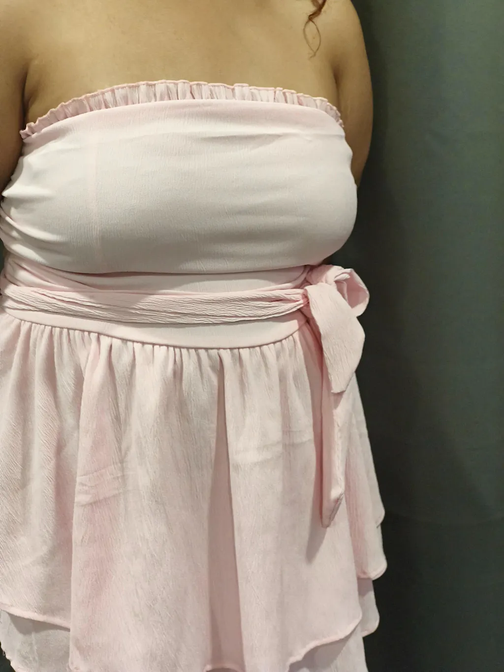 Baby Pink Strapless Dress with Waist Belt  Littlebox India