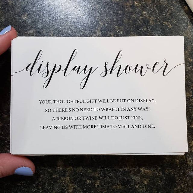 Simple Display Shower Insert Card Printable Instant Download LittleSizzle