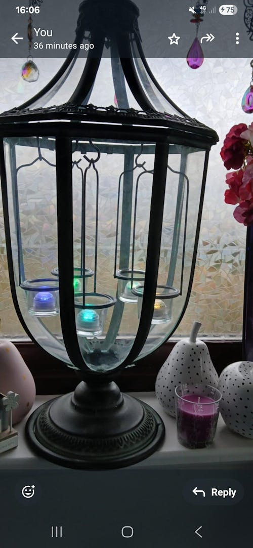 Extra Large Metal & Glass Lantern With Tea Light Holders - 75cm Tall