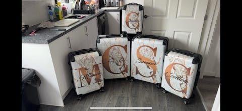 Personalised Cracked Marble Bronze Initial Suitcase