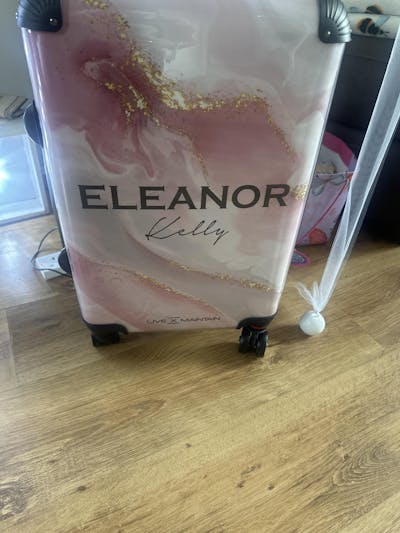 Personalised Luxe Pink Marble Name Suitcase