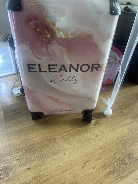 Personalised Luxe Pink Marble Name Suitcase
