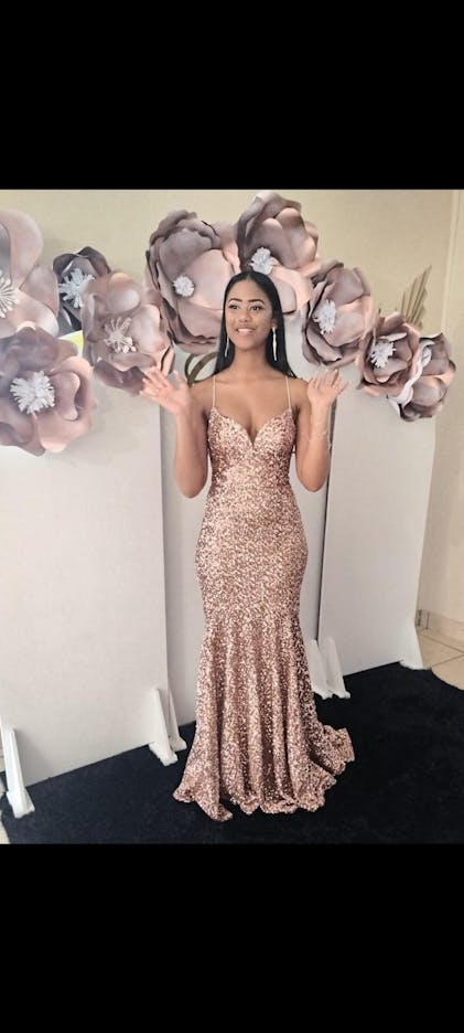 Rose Gold Matric Mermaid Dresses ROSE GOLD FITTED SEQUIN MERMAID - Main Image