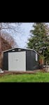 12x10ft / 10x12ft / 10x16ft Charcoal Black Galvanized Steel Storage Shed with Double Lockable Doors & Grid Windows