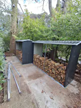 240cm W x 86cm D Outdoor Garden Log Storage Shed Steel Anthracite For Patio