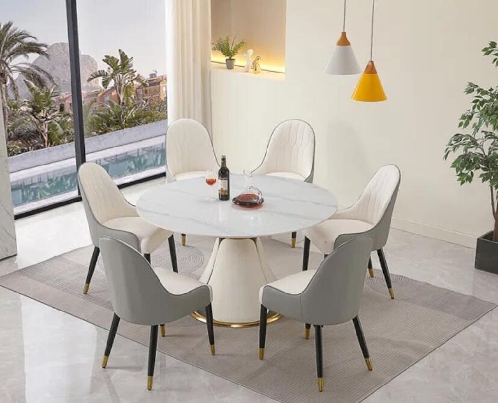 Marble Top Dining Table With Stainless Steel Base – Lixra.com