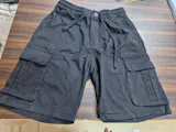 L'MONTE Men's Cotton Casual Black Elastic Waist Cargo Shorts