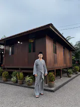 Modern Cotton Linen Stripe Raya Set + Complimentary Sampin