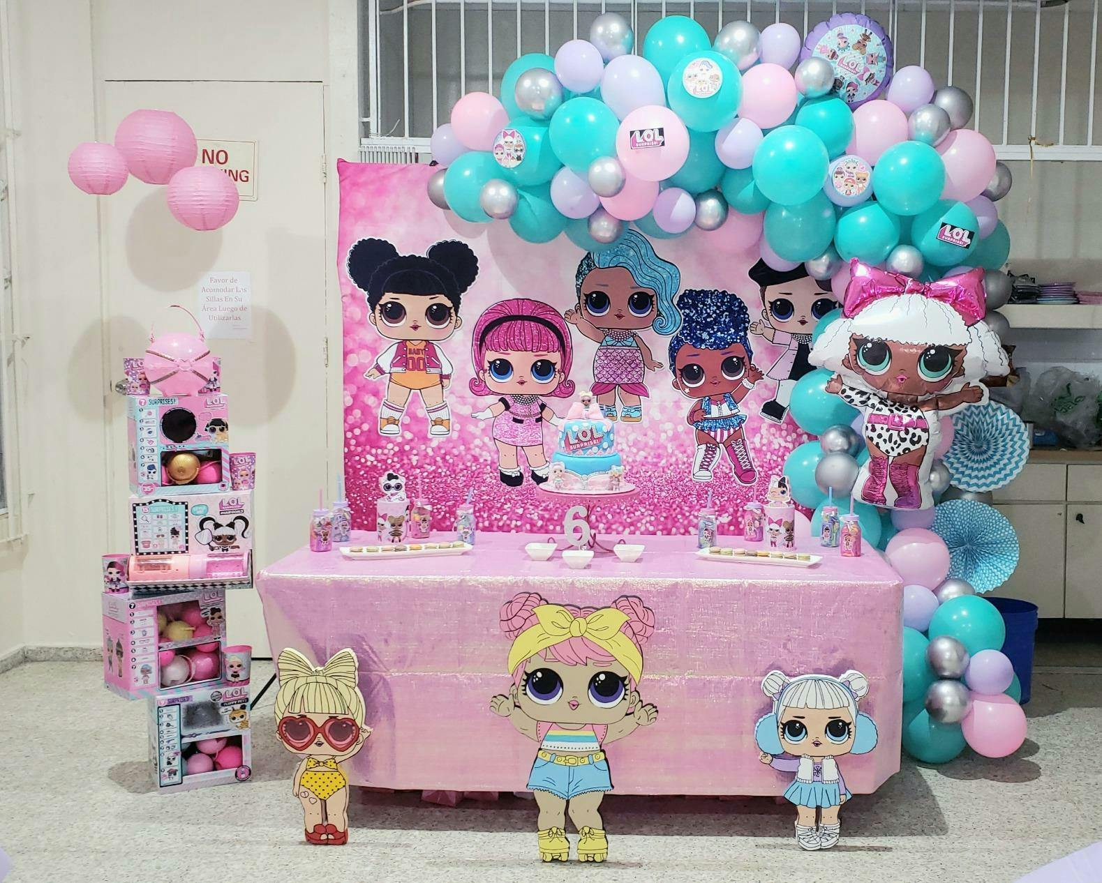 Hot Pink Glitter Little Dolls Happy Birthday Backdrop – Lofaris