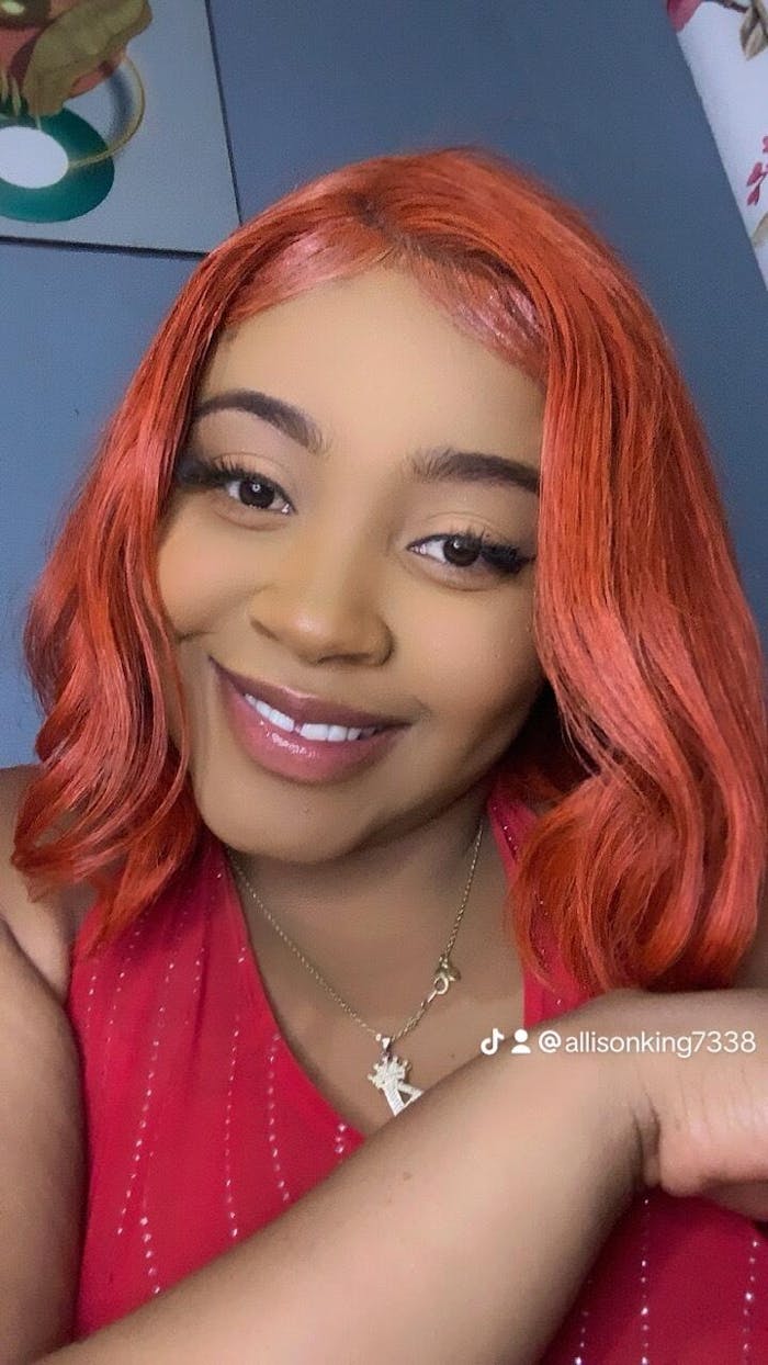 Short Ginger Lace Front Bob Wigs Side Part Straight Colored Human Hair Bob Wigs