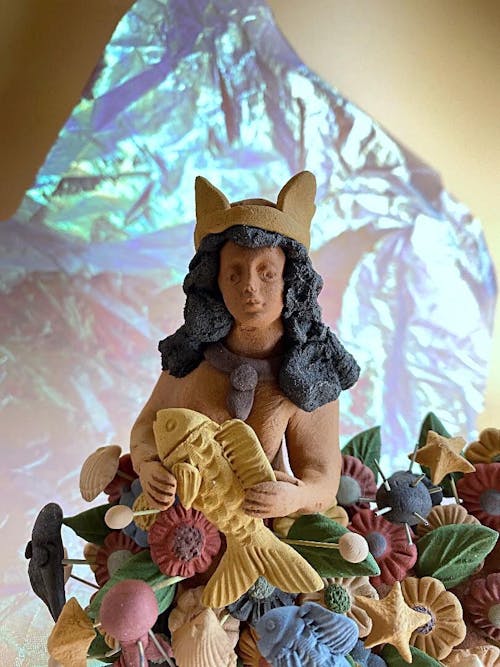 Tlanchana Barro Pigmentado Mermaid Clay Sculpture