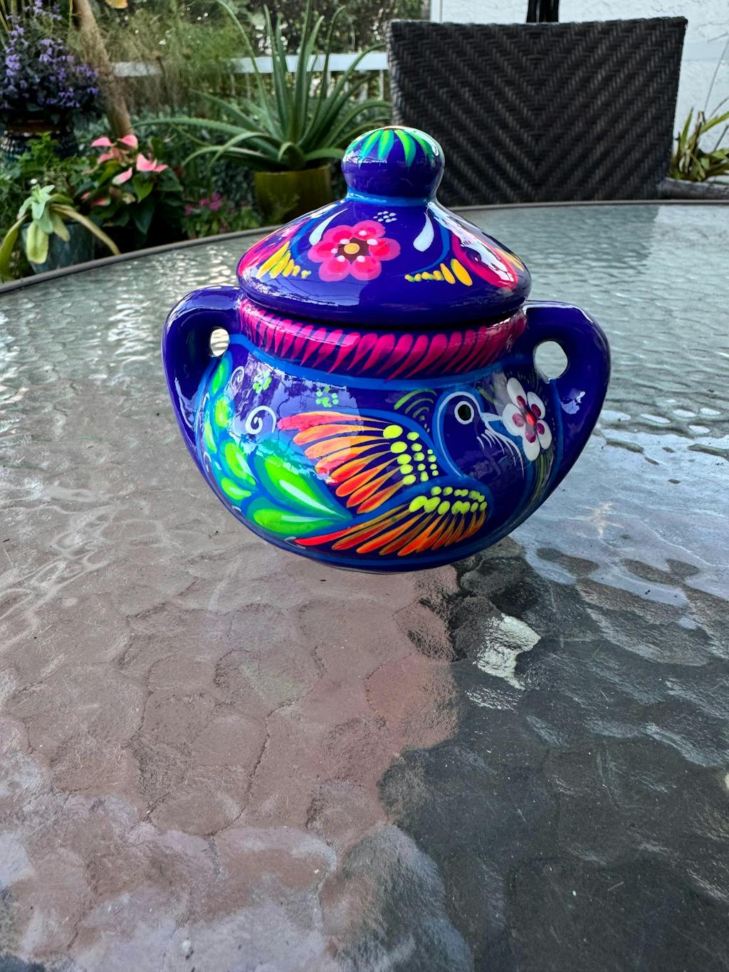 Hand-Painted Xalitla Clay Sugar Bowl