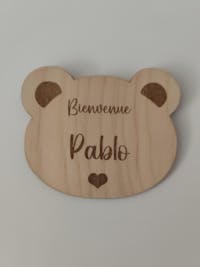 Carte étape naissance Bienvenue Ourson en bois personnalisée
