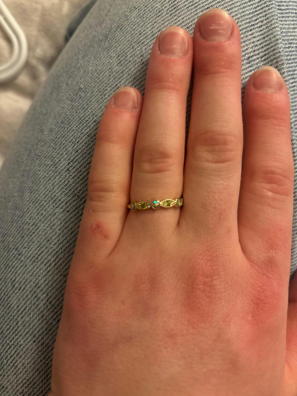 NurtureGlow: Solid Gold Birthstone Ashes Stackable Ring