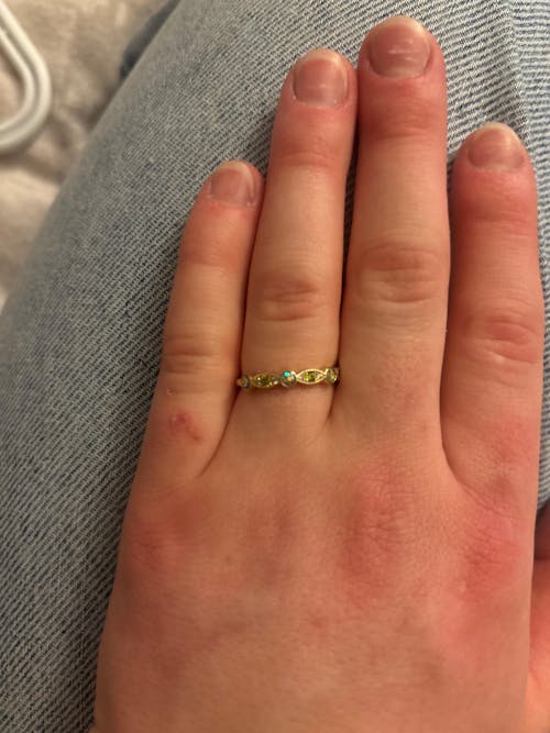 NurtureGlow: Solid Gold Birthstone Ashes Stackable Ring