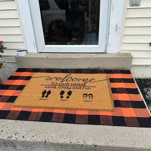 Welcome To Our Home Custom Footprint - Housewarming Gifts - Custom Doormat - Family Gifts