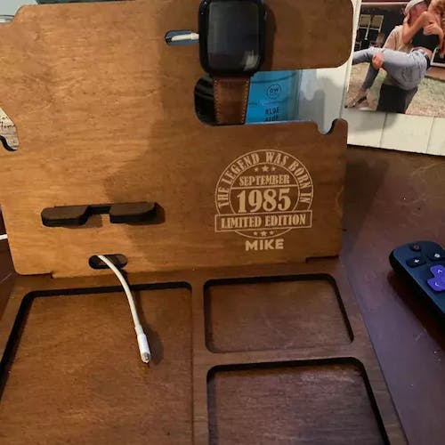 The Legend Was Born - Personalized Dock Station - Custom Name, Month and Year - Birthday Gift For Him
