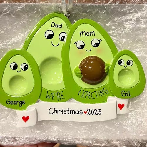 Avocado Expecting - Personalized Acrylic Ornament - Pregnancy Christmas Gift