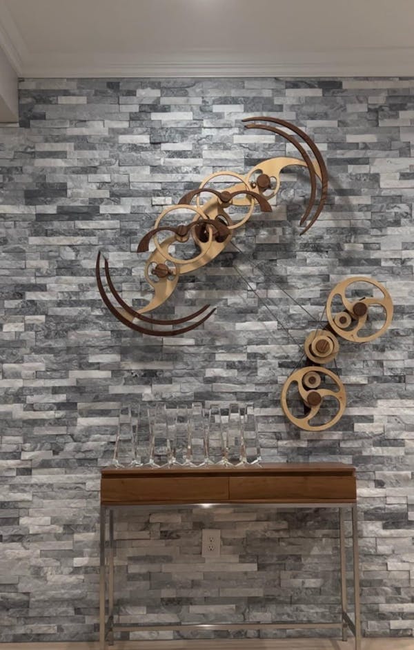 Kinetic Sculpture "Wings", Modern Art Decor - Wind up to power Wall Art