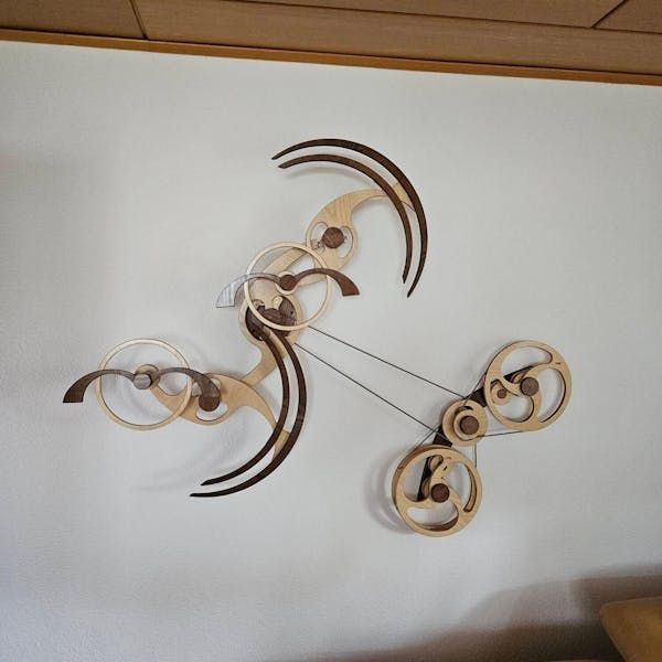 Kinetic Sculpture "Wings", Modern Art Decor - Wind up to power Wall Art