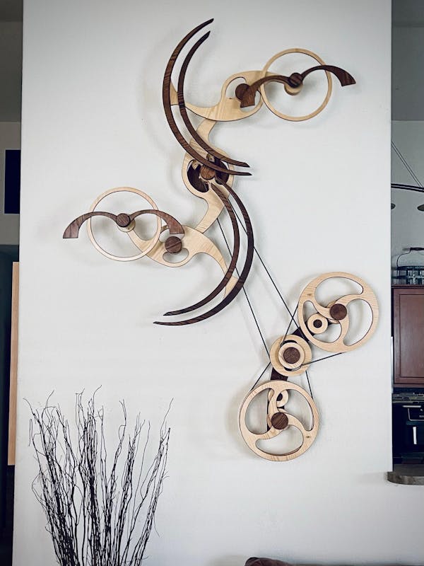 Kinetic Sculpture "Wings", Modern Art Decor - Wind up to power Wall Art