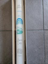 Kommunionkerze Regenbogen & Weg blau-grün