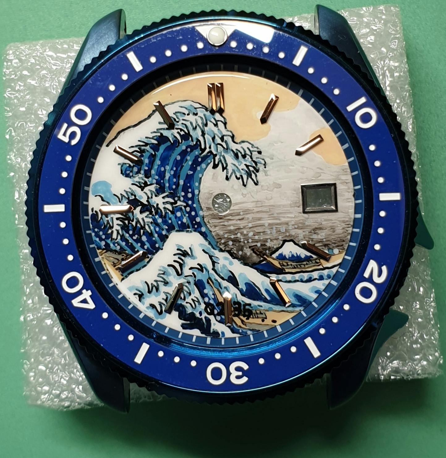 Hand Painted Dial Date The Great Wave off Kanagawa Lucius