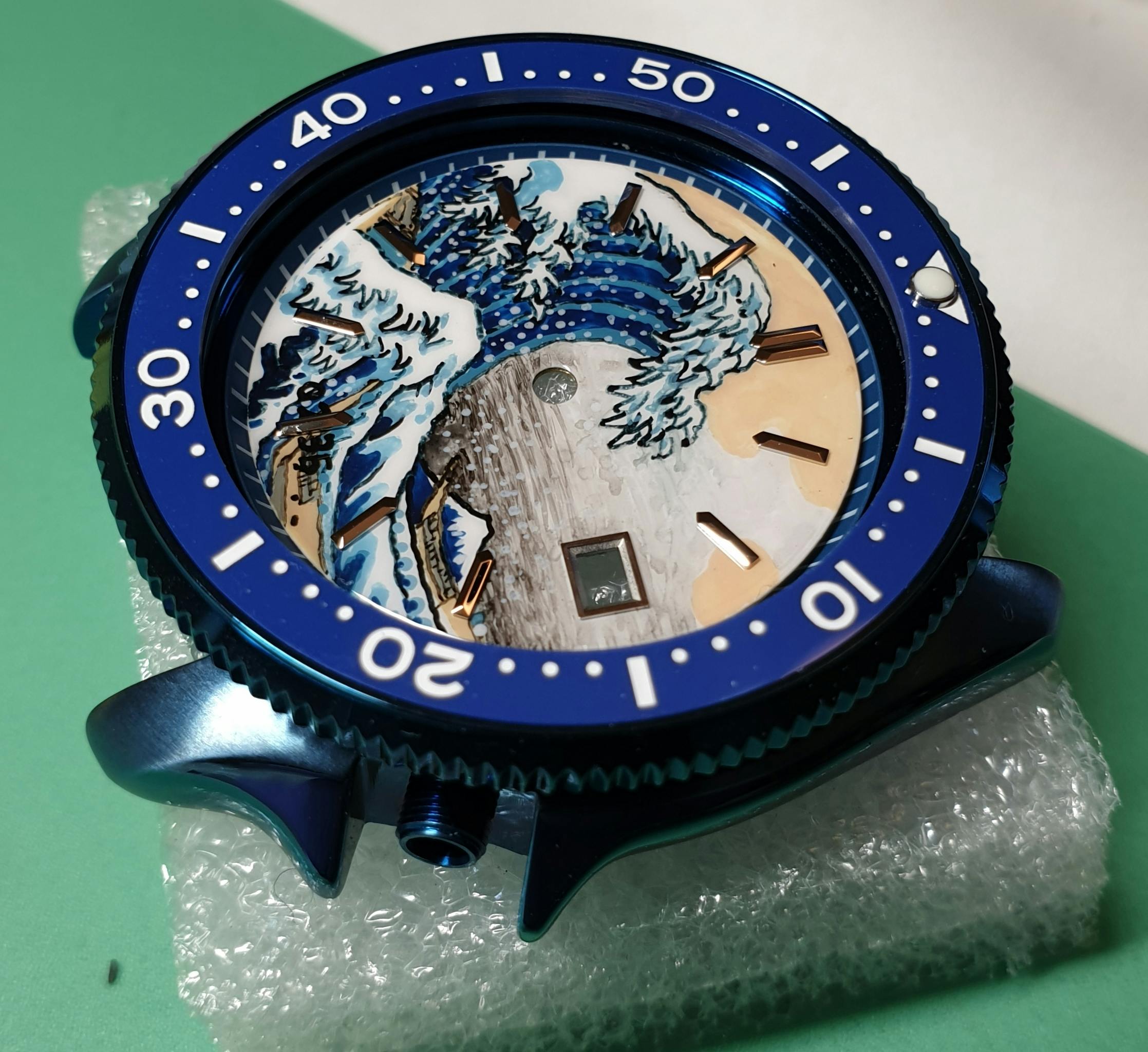 Hand Painted Dial (Date) - The Great Wave off Kanagawa - Lucius Atelier