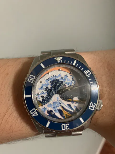 Oil Painted] The Great Wave off Kanagawa Dial (No Date) | Lucius
