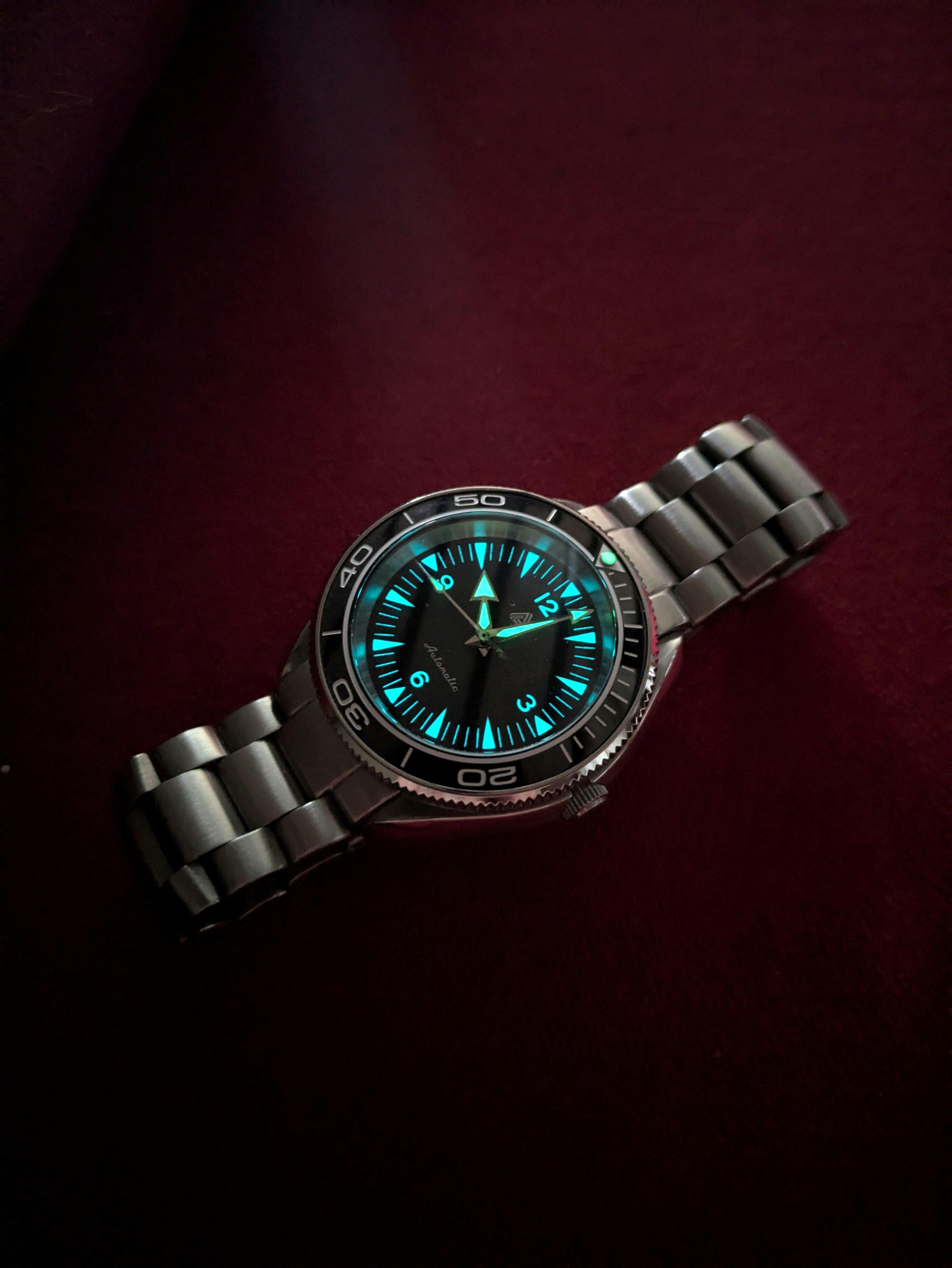 Black Seamaster Diver Dial | BGW9 Blue Lume - SEIKO Mod Part Black Seamaster Diver Dial | BGW9 Blue Lume - SEIKO Mod Part