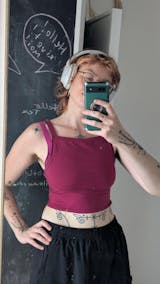 Cropped Vest in Ruby - Organic Cotton Jersey