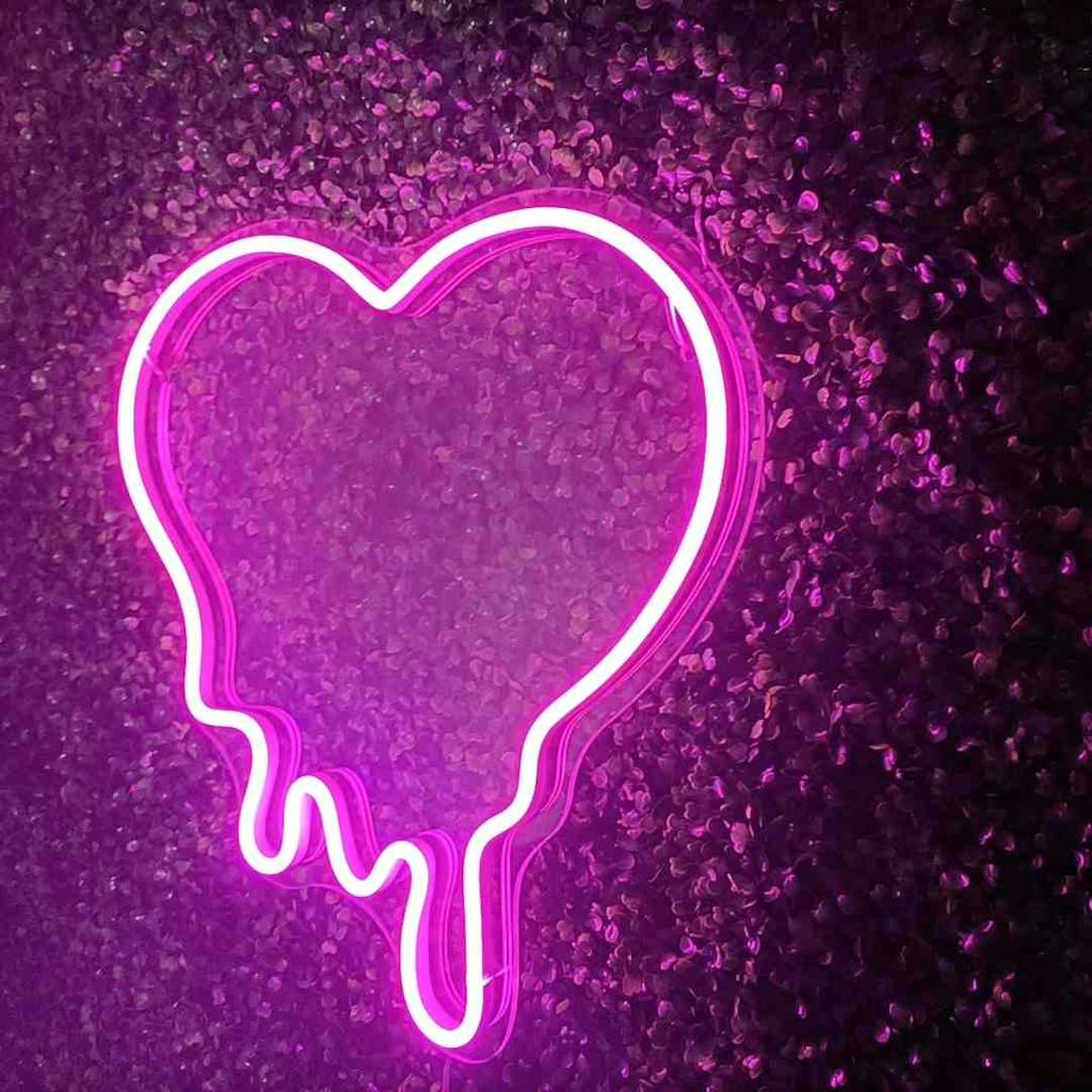 Dripping Heart Neon Sign | Neon Heart Light Melting Heart Neon Sign ...