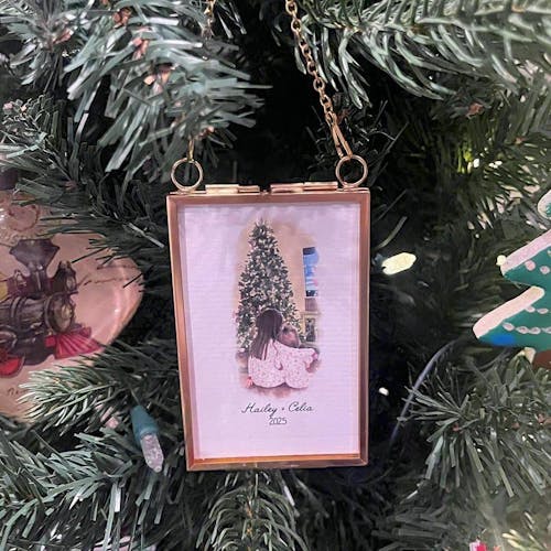 Personalized Watercolor Picture Golden Frame Ornament