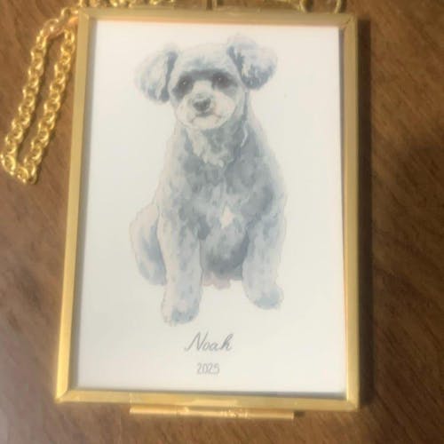 Personalized Watercolor Dog Photo Golden Frame Ornament